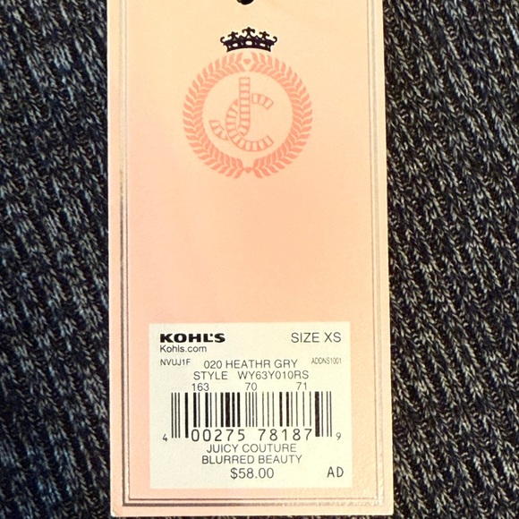 NWT JUICY COUTURE Sweater Dress Heather Gray Black Rhinestones Cold Shoulder XS - Picture 9 of 14